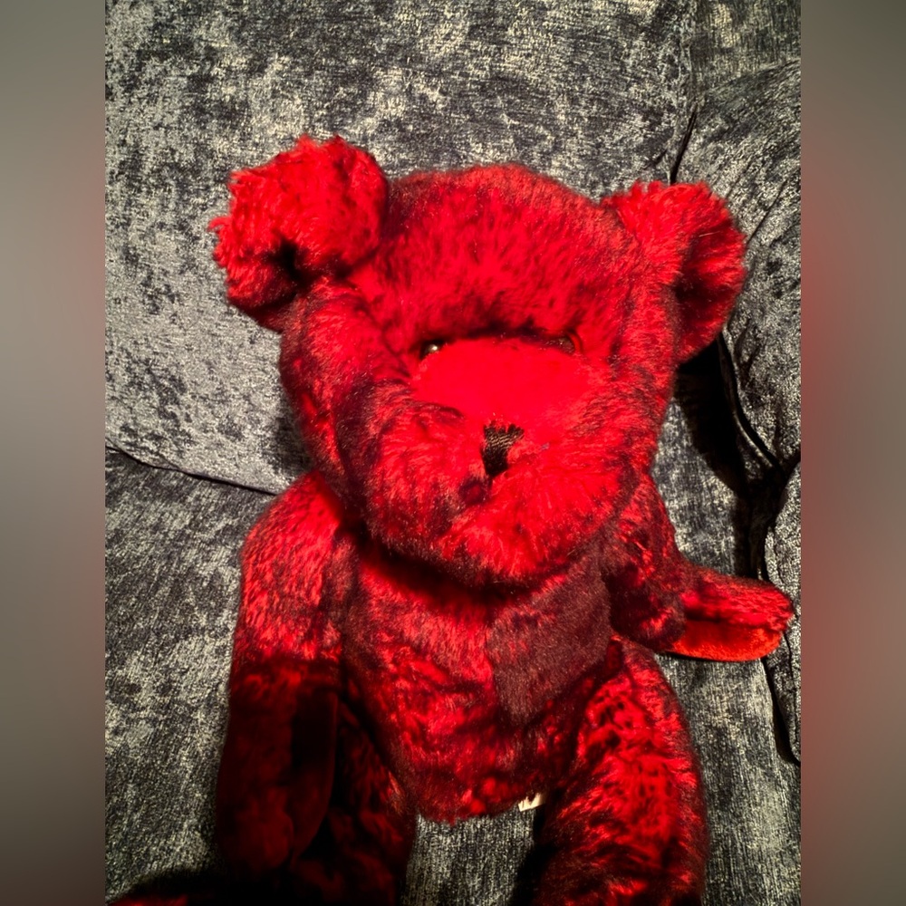 Vintage Vivid Red and Black Teddy Bear - Picture 2 of 8